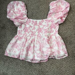 Japna Pink and White Floral Blouse